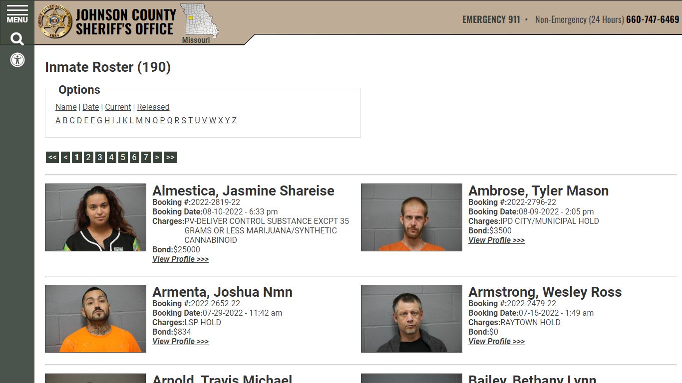 Inmate Roster - Current Inmates - Johnson County Sheriff MO